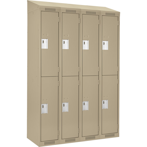 Clean Line Lockers, 2 -tier, Bank of 4, 48" x 18" x 78", Steel, Beige, Rivet (Assembled) Kelford