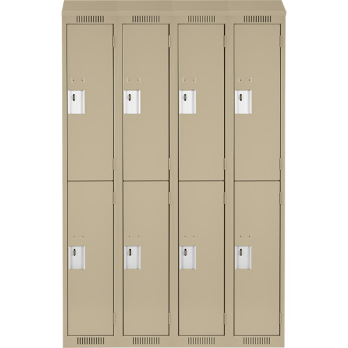 Clean Line Lockers, 2 -tier, Bank of 4, 48" x 18" x 78", Steel, Beige, Rivet (Assembled) Kelford