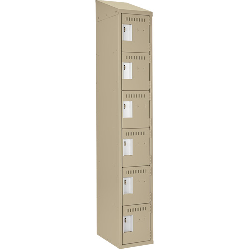 Petits casiers Clean Line, 6 niveaux, 12" x 18" x 78", Acier, Beige, Rivet (assembl&eacute;) Kelford