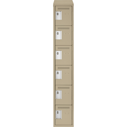 Petits casiers Clean Line, 6 niveaux, 12" x 18" x 78", Acier, Beige, Rivet (assembl&eacute;) Kelford