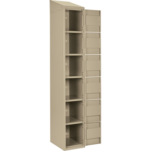 Clean Line Lockerette, 6 -tier, Bank of 3, 36" x 18" x 78", Steel, Beige, Rivet (Assembled) Kelford