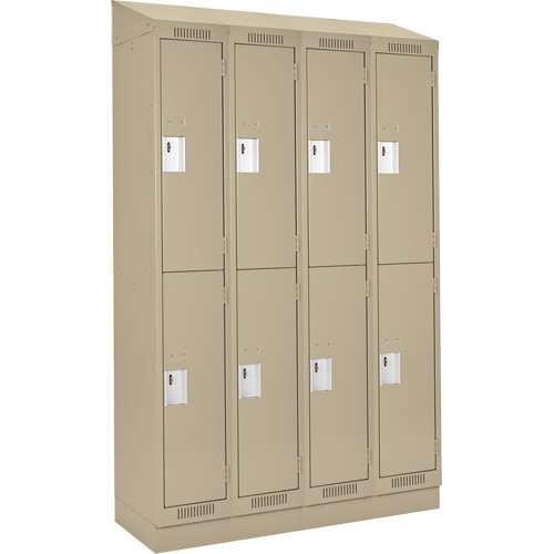 Clean Line Lockers, 2 -tier, Bank of 4, 48" x 18" x 82", Steel, Beige, Rivet (Assembled) Kelford
