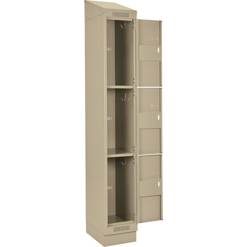 Clean Line Lockers, 3 -tier, Bank of 4, 48" x 18" x 82", Steel, Beige, Rivet (Assembled) Kelford