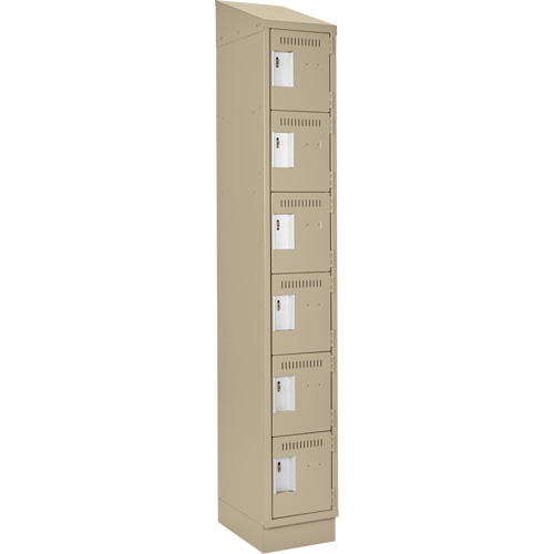 Petits casiers Clean Line, 6 niveaux, 12" x 18" x 82", Acier, Beige, Rivet (assembl&eacute;) Kelford