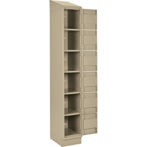 Clean Line Lockerette , 6 -tier, Bank of 4, 48" x 18" x 82", Steel, Beige, Rivet (Assembled) Kelford
