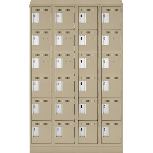 Clean Line Lockerette , 6 -tier, Bank of 4, 48" x 18" x 82", Steel, Beige, Rivet (Assembled) Kelford