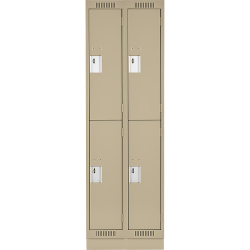 Clean Line Lockers, 2 -tier, Bank of 2, 24" x 18" x 76", Steel, Beige, Rivet (Assembled) Kelford