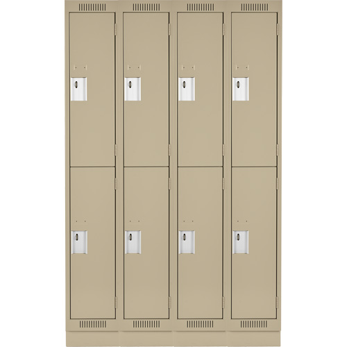 Casiers Clean Line, 2 niveaux, Bloc de 4, 48" x 18" x 76", Acier, Beige, Rivet (assembl&eacute;) Kelford