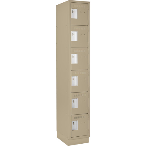 Clean Line Lockerette, 6 -tier, 12" x 18" x 76", Steel, Beige, Rivet (Assembled) Kelford