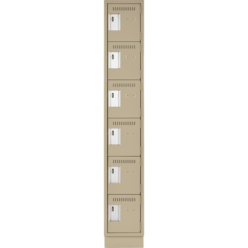 Clean Line Lockerette, 6 -tier, 12" x 18" x 76", Steel, Beige, Rivet (Assembled) Kelford