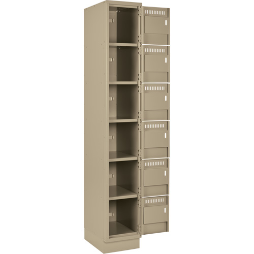 Clean Line Lockerette, 6 -tier, Bank of 4, 48" x 18" x 76", Steel, Beige, Rivet (Assembled) Kelford