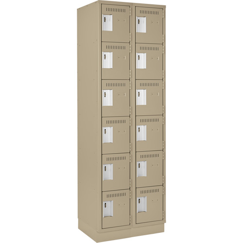 Clean Line Lockerette, 6 -tier, Bank of 2, 24" x 18" x 76", Steel, Beige, Rivet (Assembled) Kelford