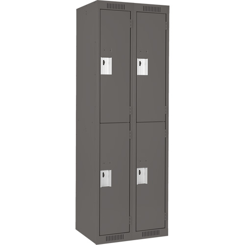 Clean Line Lockers, 2 -tier, Bank of 2, 24" x 18" x 72", Steel, Charcoal, Rivet (Assembled) Kelford