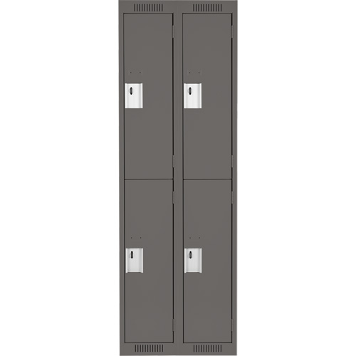 Clean Line Lockers, 2 -tier, Bank of 2, 24" x 18" x 72", Steel, Charcoal, Rivet (Assembled) Kelford