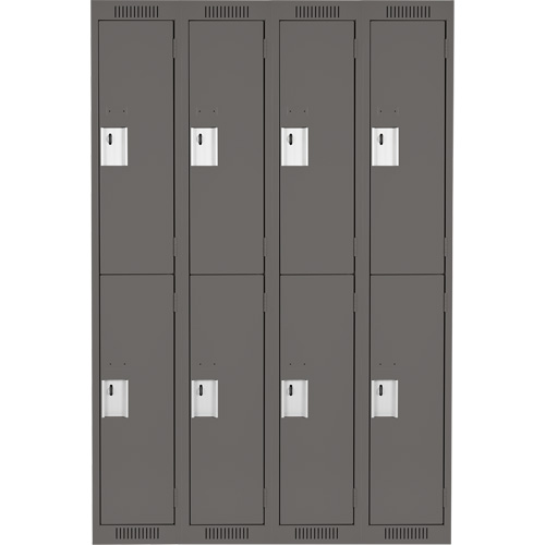 Clean Line Lockers, 2 -tier, Bank of 4, 48" x 18" x 72", Steel, Charcoal, Rivet (Assembled) Kelford