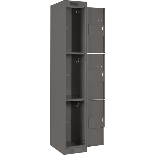 Clean Line Lockers, 3 -tier, Bank of 4, 48" x 18" x 72", Steel, Charcoal, Rivet (Assembled) Kelford