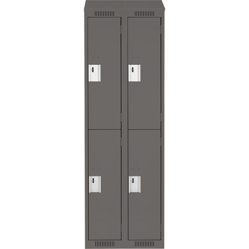Clean Line Lockers, 2 -tier, Bank of 2, 24" x 18" x 78", Steel, Charcoal, Rivet (Assembled) Kelford