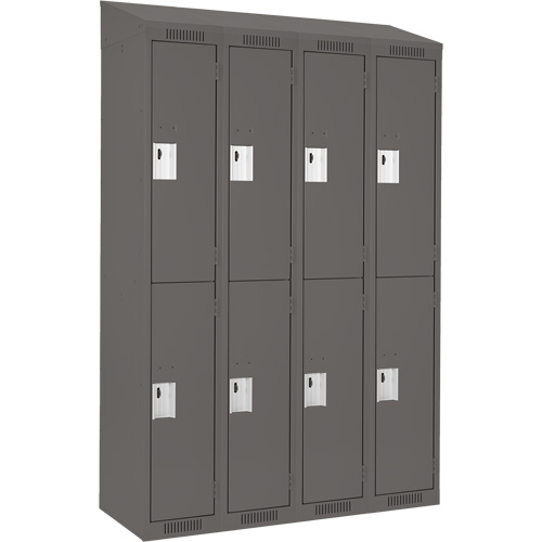 Clean Line Lockers, 2 -tier, Bank of 4, 48" x 18" x 78", Steel, Charcoal, Rivet (Assembled) Kelford
