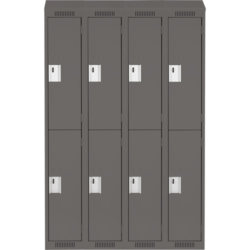 Clean Line Lockers, 2 -tier, Bank of 4, 48" x 18" x 78", Steel, Charcoal, Rivet (Assembled) Kelford
