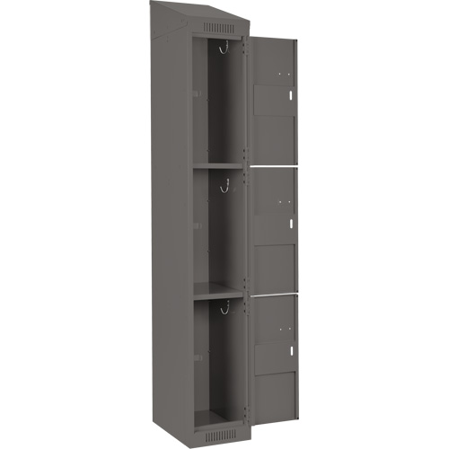 Clean Line Lockers, 3 -tier, Bank of 4, 48" x 18" x 78", Steel, Charcoal, Rivet (Assembled) Kelford