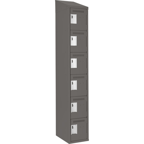 Clean Line Lockerette, 6 -tier, 12" x 18" x 78", Steel, Charcoal, Rivet (Assembled) Kelford