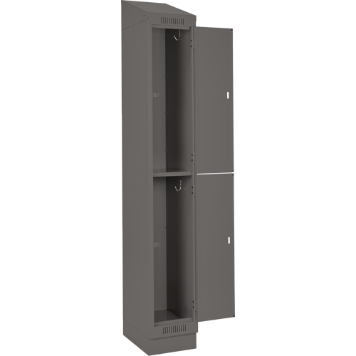 Clean Line Lockers, 2 -tier, Bank of 3, 36" x 18" x 82", Steel, Charcoal, Rivet (Assembled) Kelford