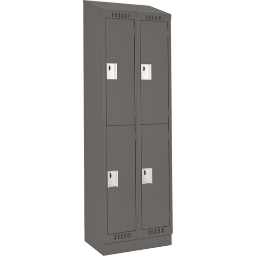 Clean Line Lockers, 2 -tier, Bank of 2, 24" x 18" x 82", Steel, Charcoal, Rivet (Assembled) Kelford