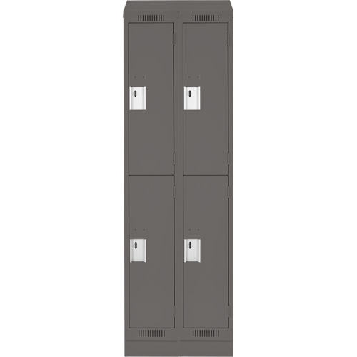 Clean Line Lockers, 2 -tier, Bank of 2, 24" x 18" x 82", Steel, Charcoal, Rivet (Assembled) Kelford
