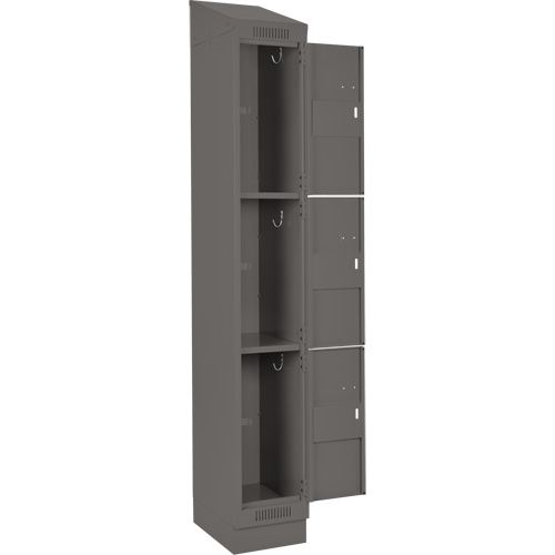 Clean Line Lockers, 3 -tier, Bank of 4, 48" x 18" x 82", Steel, Charcoal, Rivet (Assembled) Kelford