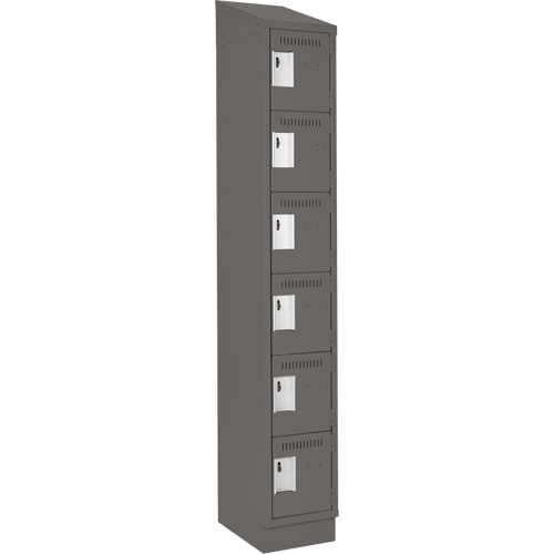 Clean Line Lockerette, 6 -tier, 12" x 18" x 82", Steel, Charcoal, Rivet (Assembled) Kelford