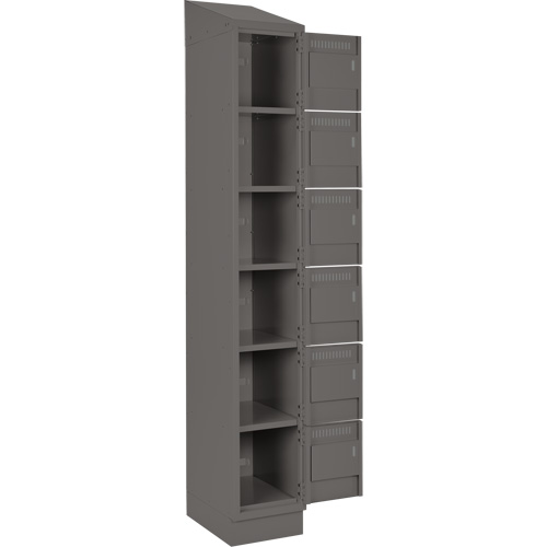 Clean Line Lockerette, 6 -tier, Bank of 3, 36" x 18" x 82", Steel, Charcoal, Rivet (Assembled) Kelford