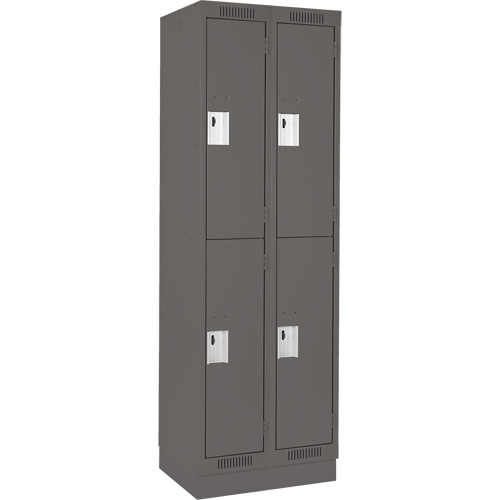 Clean Line Lockers, 2 -tier, Bank of 2, 24" x 18" x 76", Steel, Charcoal, Rivet (Assembled) Kelford
