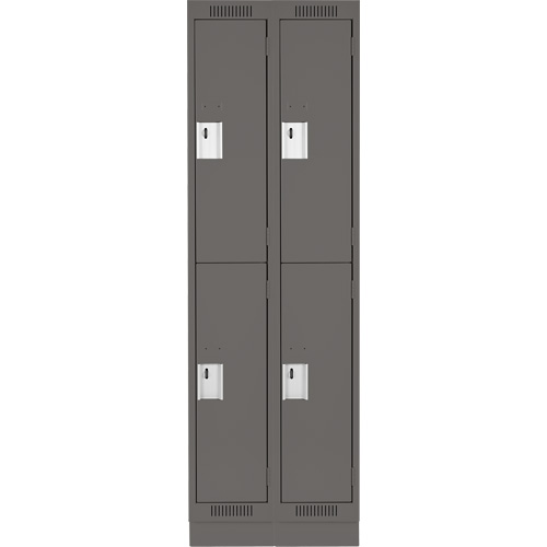 Clean Line Lockers, 2 -tier, Bank of 2, 24" x 18" x 76", Steel, Charcoal, Rivet (Assembled) Kelford