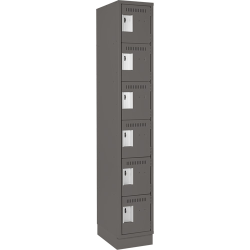Clean Line Lockerette, 6 -tier, 12" x 18" x 76", Steel, Charcoal, Rivet (Assembled) Kelford