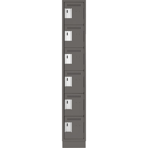 Clean Line Lockerette, 6 -tier, 12" x 18" x 76", Steel, Charcoal, Rivet (Assembled) Kelford