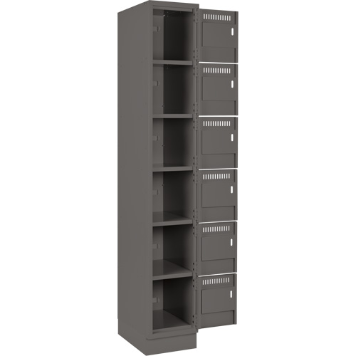 Clean Line Lockerette, 6 -tier, Bank of 4, 48" x 18" x 76", Steel, Charcoal, Rivet (Assembled) Kelford