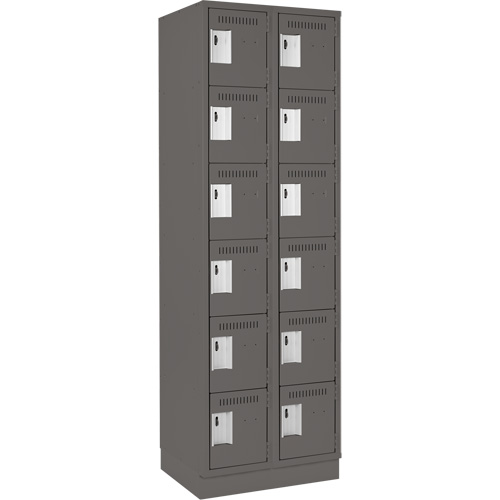 Clean Line Lockerette, 6 -tier, Bank of 2, 24" x 18" x 76", Steel, Charcoal, Rivet (Assembled) Kelford