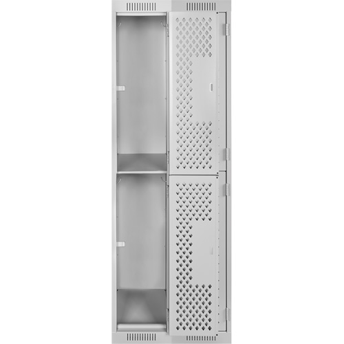 Clean Line Lockers, 2 -tier, Bank of 2, 24" x 15" x 72", Steel, Grey, Rivet (Assembled), Perforated Kelford