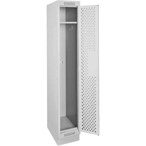 Clean Line Lockers, 12" x 15" x 76", Steel, Grey, Rivet (Assembled), Perforated Kelford