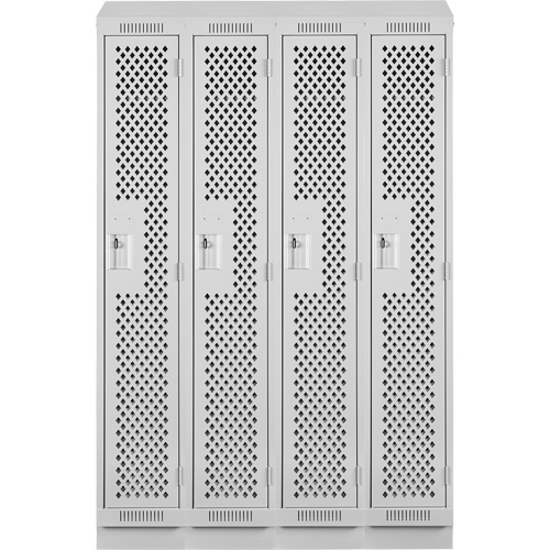 Clean Line Lockers, Bank of 4, 48" x 12" x 82", Steel, Grey, Rivet (Assembled), Perforated Kelford