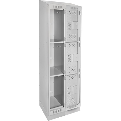 Clean Line Lockers, 3 -tier, Bank of 2, 24" x 15" x 82", Steel, Grey, Rivet (Assembled), Perforated Kelford