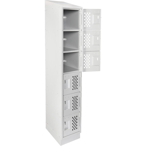 Assembled Lockerettes Clean Line Perforated Economy Lockers, 6 -tier, 18" x 72" x 12", Steel Kelford