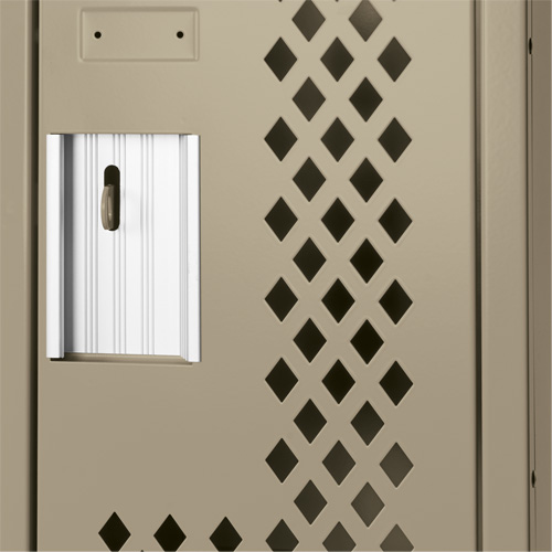 Clean Line Lockers, 2 -tier, Bank of 2, 24" x 15" x 82", Steel, Beige, Rivet (Assembled), Perforated Kelford