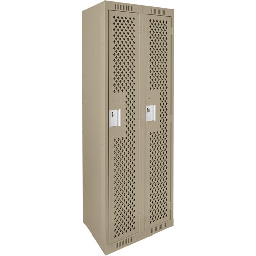 Clean Line Lockers, Bank of 2, 24" x 12" x 72", Steel, Beige, Rivet (Assembled), Perforated Kelford