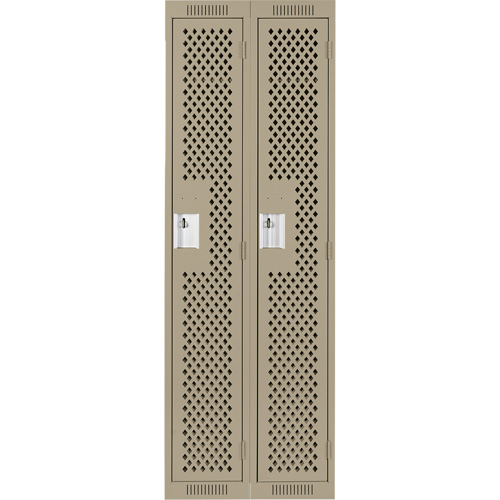 Clean Line Lockers, Bank of 2, 24" x 12" x 72", Steel, Beige, Rivet (Assembled), Perforated Kelford