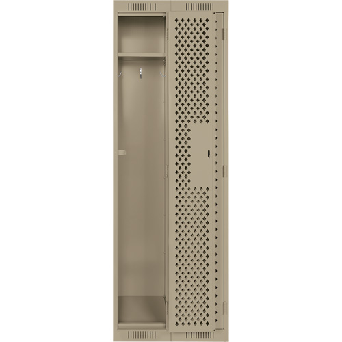 Clean Line Lockers, Bank of 2, 24" x 12" x 72", Steel, Beige, Rivet (Assembled), Perforated Kelford