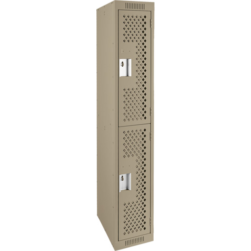 Clean Line Lockers, 2 -tier, 12" x 12" x 72", Steel, Beige, Rivet (Assembled), Perforated Kelford