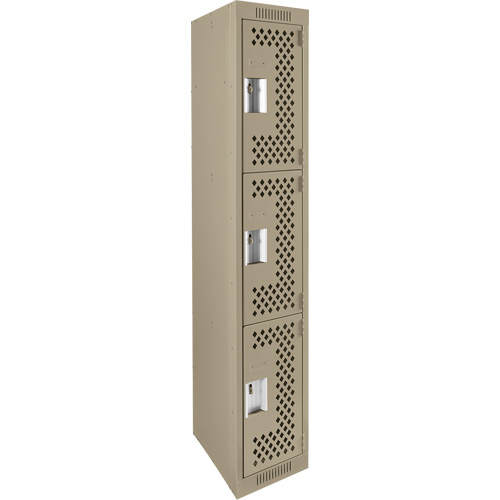 Casiers Clean Line, 3 niveaux, 12" x 12" x 72", Acier, Beige, Rivet (assembl&eacute;), Perfor&eacute; Kelford