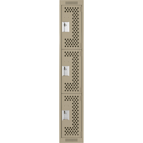 Casiers Clean Line, 3 niveaux, 12" x 12" x 72", Acier, Beige, Rivet (assembl&eacute;), Perfor&eacute; Kelford