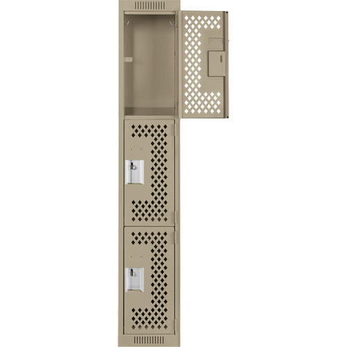 Casiers Clean Line, 3 niveaux, 12" x 12" x 72", Acier, Beige, Rivet (assembl&eacute;), Perfor&eacute; Kelford